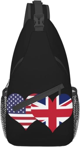 Mochila tipo bandolera unisex con bandera EUA y Reino Unido miniatura 1