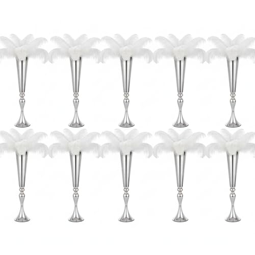 LoveCat 10pcs of Metal Trumpet Silver Vases for Table...