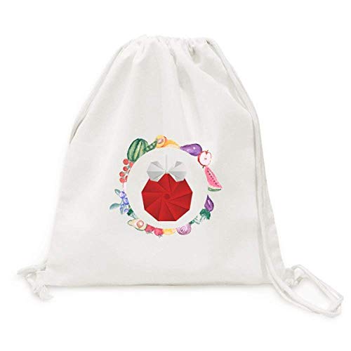 Sac en tissu pliable à sangle pour fruits et légumes motif origami de noël