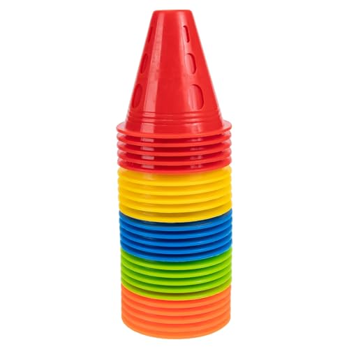 TOPBATHY 25 Conos de Entrenamiento para Patinaje sobre Ruedas Plástico Resistente Antiviento Multicolor Amarillo Rojo Azul Verde Naranja Obstáculos Pequeños para Circuito y