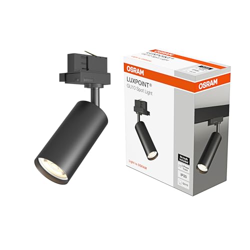 OSRAM LUXPOINT® Foco Carril Trifásico Orientable hasta máximo 6W LED casquillo GU10 (Bombilla No incluido) Interior color Negro Aluminio hierro PC (Blanco | Trifásico)