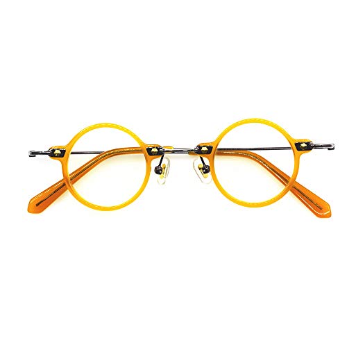 Image of Blue Light Blocking Glasses Computer Game Vintage Small Round Acetate Eyeglasses Frames