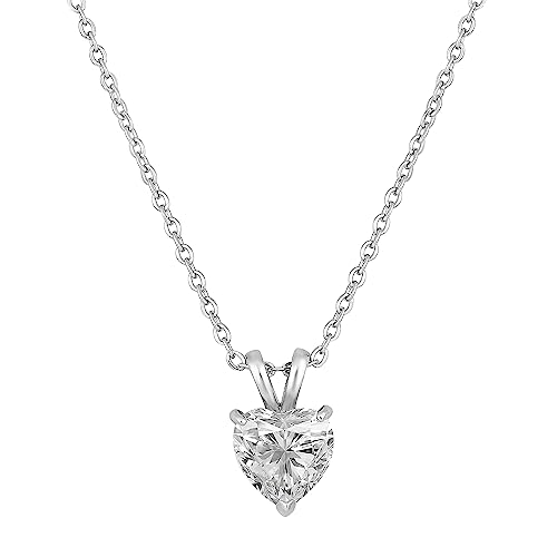 Image of Peora Silver Plated White Cubic Zirconia Studded Fancy Pendant Chain Necklace Stylish Fashion Jewellery Gift for Women Girls