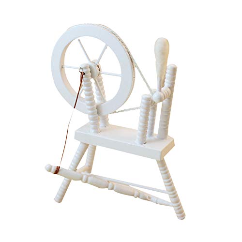 DragonPad Retro Mini Spinning Wheel for 1:12 Doll House Nostalgic Furniture Accessories Random Color