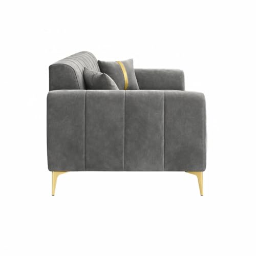 Image of Hermione Luxe Velvet-Suede Fabric 3 Seater Sofa | Comfortable Seating | Modern Sofa for Living Room - Dark Gray
