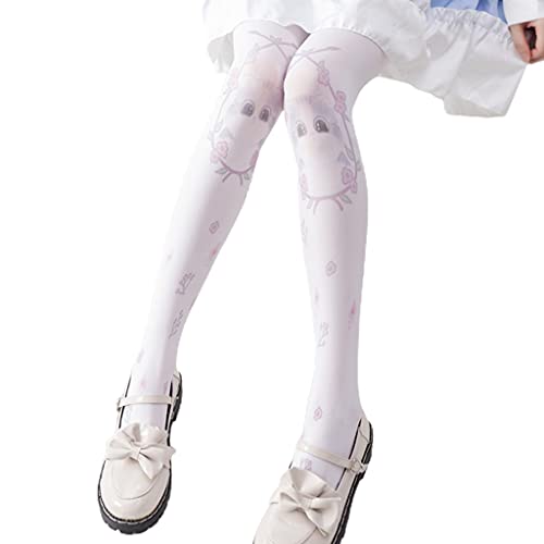 Pnuokn Strumpfhose, japanischer Stil, Lolita, weiß, hübsches Märchen, Cartoon, für Katze, Kaninchen, Mädchen, Muster, Kawaii-Strumpfhose, Damen, Mädchen, Studenten, Cosplay, Strümpfe, Strumpfwaren,