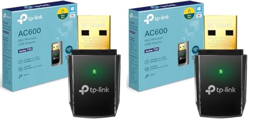 TP-Link AC600 Wireless Dual Band USB Adapter for PC, Desktop, Laptop and Tablet (Supports Windows XP/7/8/8.1/10/11, OS X (10.7–10.13), USB 2.0 (Archer T2U) (Paquete de 2)