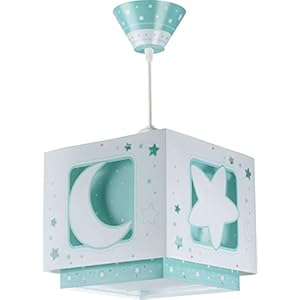 Dalber Luna Lampada a sospensione con motivo stelle, Verde, led no incluida, plastica