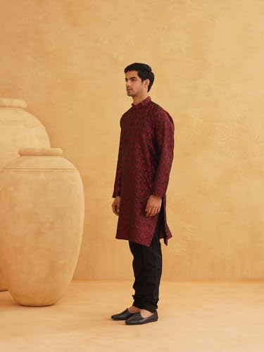 SOJANYA Men SOJANYA (Since 1958, Men's Maroon Jackquard Silk ONLY Long Kurta Kurta (pack of 1)
