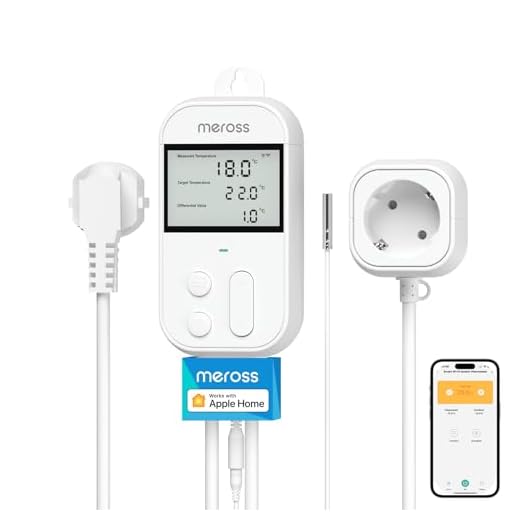 Meross Prise Thermostat Connectée, 16A 3680W Régulateur de Température WiFi pour Chauffage et Refroidissement, Compatible avec HomeKit, Alexa et Google Home, Commande Vocale et Contrôle à Distance