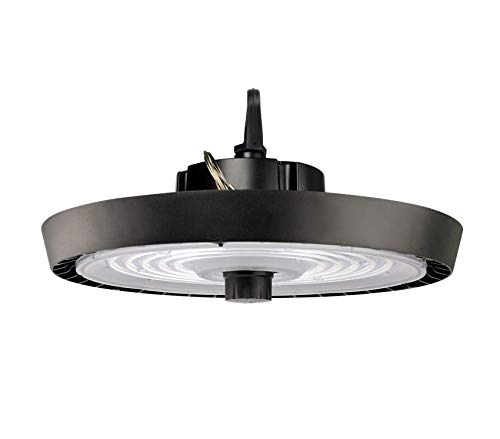 150 Watt LED Round High Bay Warehouse Shop Light 20000+ Lumens, 120-277V, 5000K Cool White CCT, DLC Qualified, UL Listed, Black Finish