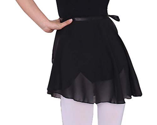 Woosun Adult Ladies Ballet Wrap Over Scarf Dance Leotard Skate Tutu Skirt Chiffon 38Cm (Black) #TOP1
