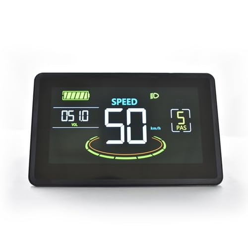 Mcezdy Ebike Display UART No. 2 Protocol 24V-60V Colorful Cycling Computer with Charging Port for Mobile Devices Ebike LCD Display to Enrich Cycling Journey (H6C-5-Pin)