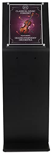 Large Black Laminate Sign Stand For 11 X 14-Inch Graphics, Clear Acrylic Faceplate, Satin Silver Aluminum Screw Caps, 47-1/2 X 15-1/2 X 1-Inch #TOP2