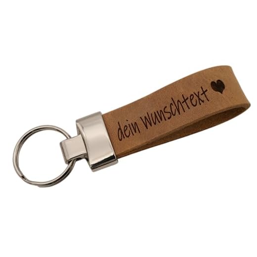 AnnaMatoni Schlüsselanhänger hochwertiges echt Leder mit Wunschgravur, individuelle Gravur - personalisiert Schlüsselbund -Geschenk für Männer Frauen - 100% Handmade in Germany (Cognac 660)