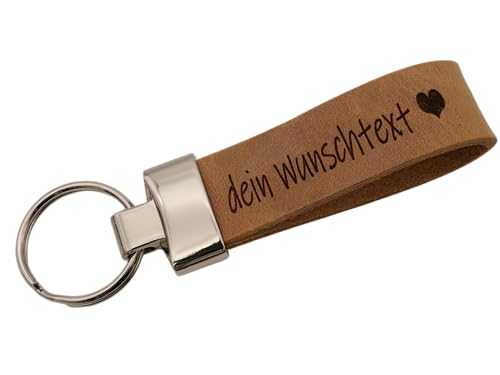 AnnaMatoni Schlüsselanhänger hochwertiges echt Leder mit Wunschgravur, individuelle Gravur - personalisiert Schlüsselbund -Geschenk für Männer Frauen - 100% Handmade in Germany (Cognac 660)