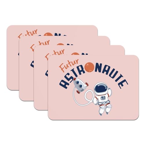 Sets de table rose futur astronaute grand format caoutchouc lavable
