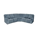 MINGPINHUIUS 7 Piece Velvet Stretch Recliner Corner Sofa Cover L Shape Sectional Couch Covers Soft E