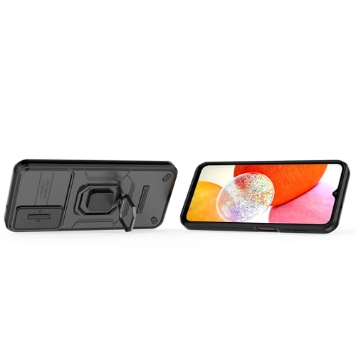 Image of CamShield Pro Case with Slide Camera Protection and Ring Stand Bumper Back Case Cover for Samsung Galaxy A14 5G (Black)