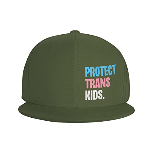 Fwoeqiz Protect Trans Kids Hats Flat Bill Brim Moss Green Adjustable Baseball Cap Dancing Hip Hop Trucker Hat For Men Women #TOP1