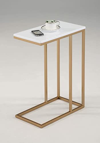 Image of Arrow Crafts Side Table with MDF White Colour and Gold Body Frame Finish Side Snack End Table