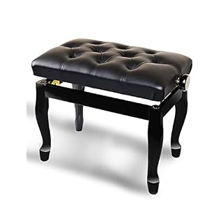 TEmkin Banc de Piano d’artiste de Luxe, Tabouret de Piano en Cuir Solo avec de Beaux Pieds en Fer à Cheval et Un Coussin rembourré, 56 x 36 x 47-57 cm (Taille des Pieds courbés) - Les Beatles, Paul McCartney, John Lennon, RIngo Starr, George Harrison