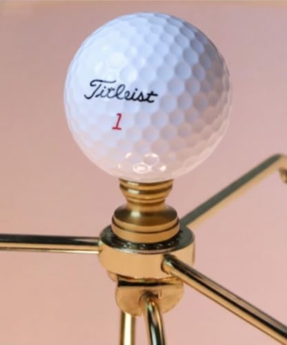 Image of Golf Ball Lamp Finial, White, Polished Brass Base 2.25 inchh