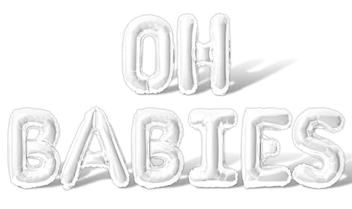 Ballon en aluminium Mylar OH BABIES blanc 40,6 cm pour décoration de fête prénatale
