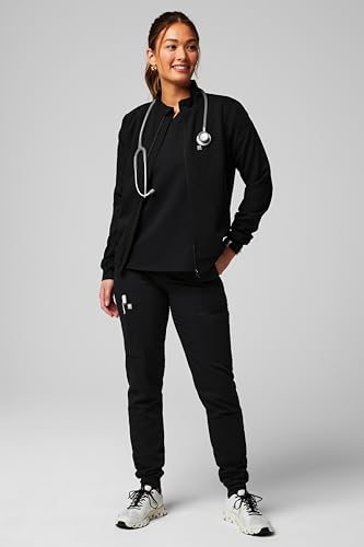 Fabletics Women\'s Active Scrub Jogger - MotionTech, 4-Way Stretch, Pocket-Packed, Lightweight, Semi-Slim Fit, M/Regular 28 in | 28, Black