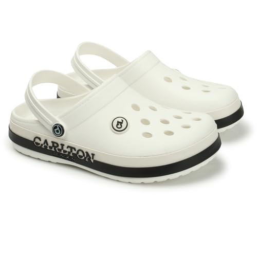 Image of Carlton London Men's Perforated Two-Tone Slip-On Clogs - Lightweight, Breathable, & Waterproof Comfort Footwear for Men | Anti-Slip EVA Rubber Clogs with Backstrap for Indoor, Outdoor, & Beach Wear