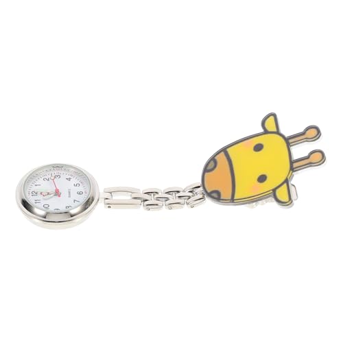 ABOOFAN ナース用クリップ式ポケットウォッチ クォーツ 精密長頸鹿デザイン スタッフ向け 看護師胸掛け時計