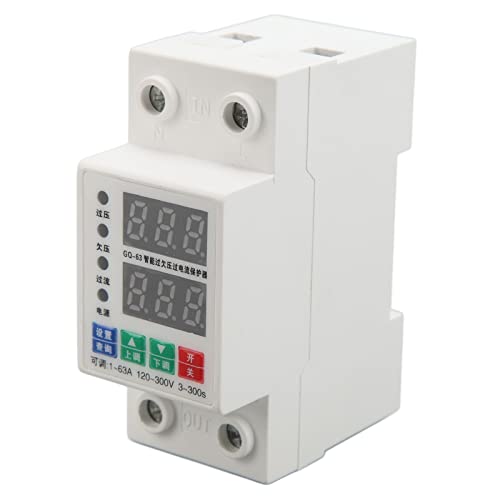 Image of 2 Phase DIN Rail Voltmeter, 120‑300V 1A‑63A DC Miniature Circuit Breaker, Digital Voltmeter Ammeter Power Meter, Automatic and Manual Opening and Closing Functions for Circuit Safety