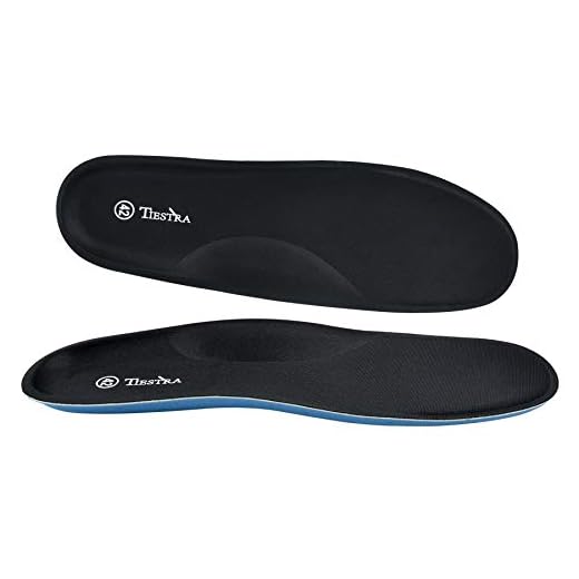 TIESTRA Plantillas Ortopedicas, Memory Foam Plantillas para Zapatos, para Pies Planos, Fascitis Plantar, Dolor de Talón, Dolor de Rodilla y Espalda, Plantillas para Hombres y Mujeres, Negro EU44
