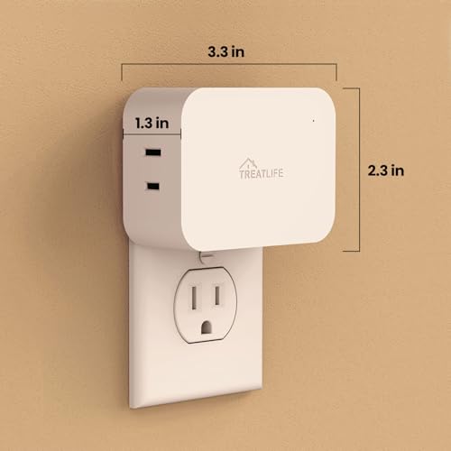 TREATLIFE 2 en 1 Double prise Smart Dimmer Plug, Dimmer lampe de connexion pour variable LED, CFL, Ampoules halogènes et incandescentes, lampes, feux à cordes, Max Puissance 300W, 2,4 GHz WiFi Seulement