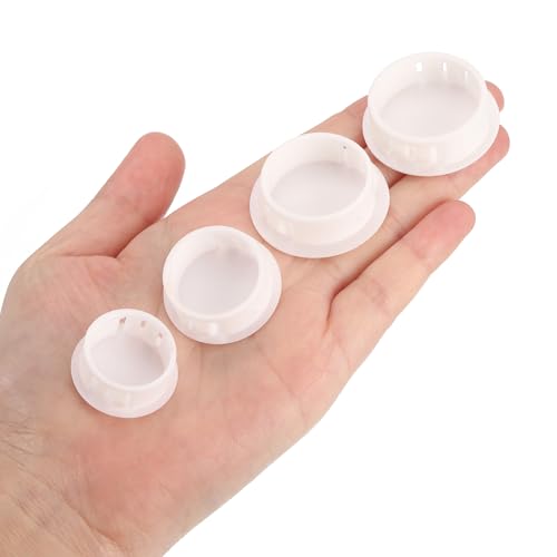 Image of uxcell 31 /32 inch Plastic Hole Plugs, 26Pcs Flush Type Panel Round Snap in Fastener Knockout Locking Plugs for Furniture Insert End Caps Panels, White