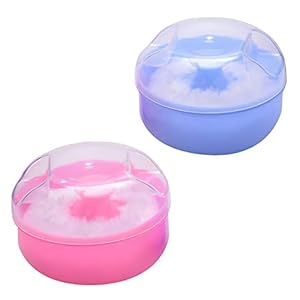 Baby Powder Container with Puff – 2Pcs Body Powder Puff with Handle Bath Powder Puff and Container Baby Puffs with…