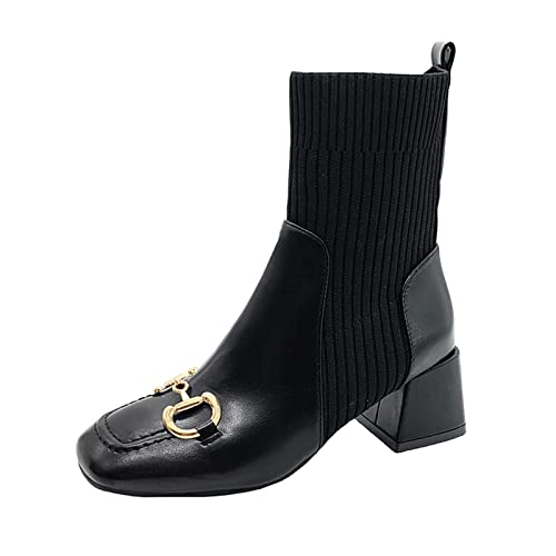 Bottes courtes automne hiver pour femme actives en talon épais confortable