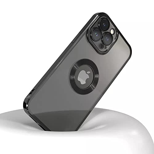 Image of MIDOS Silicone Back Cover Ring Logo Cut Compatible with iPhone 14 Pro Max Lens Protection Chrome Back Case Cover for - iPhone 14 Pro Max (2022) 6.7 [ Black ]
