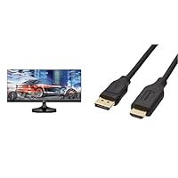 LG Electronics 25UM58-P.AEU 63, 5 cm (25 Zoll) LCD/LED Monitor & Amazon Basics DisplayPort auf HDMI Kabel mit vergoldeten Steckern 1,8 m