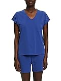 Esprit Nightwear ESPRIT Damen Cotton Slub Sus Shorty Pyjamaset, Dark Blue, 46
