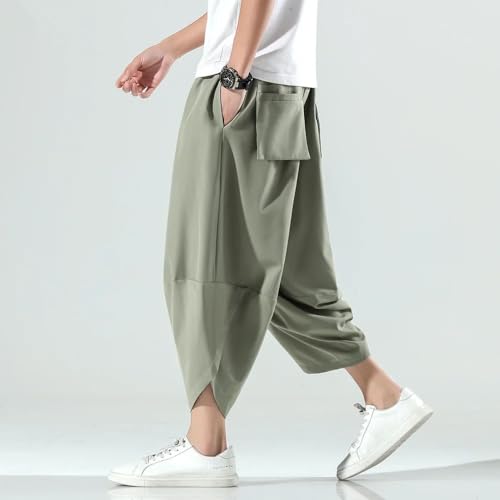 Spring Summer Loose Thin Plus Size Harem Pants Japanese Streetwear Sports Cropped Pants Men2