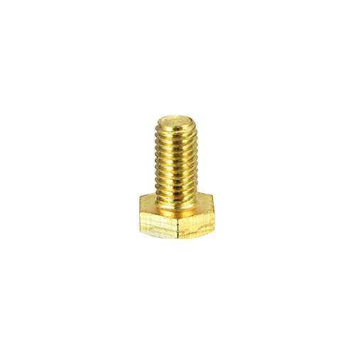 Image of uxcell Brass Hex Bolts, M8x16mm 1pcs Fully Thread Grade 4.8 Solid Brass Hexagon Head Bolt Machine Screws for Machinery
