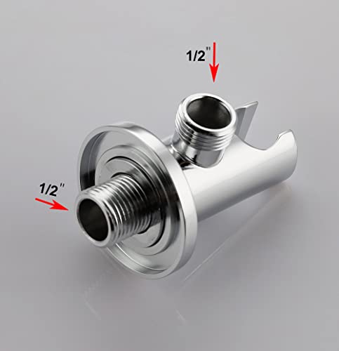 Solid Brass Wall Mount Handheld Shower Bracket Holder with Water Supply Elbow Shower Outlet Matte Silver (Silver)