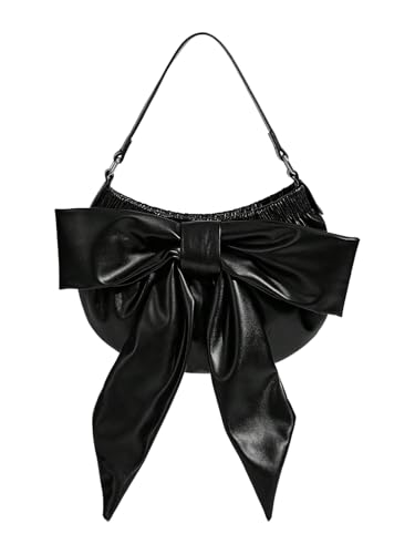 Verdusa Women's Bow Knot Ruched Leather Bags Top Handle Underarm Shoulder Handbags