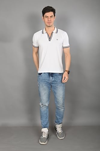 Image of HUMBERTO Men's White Polo T-Shirt: Classic Style for Casual Comfort