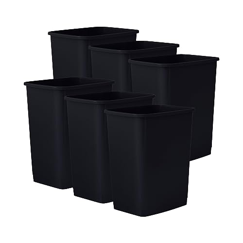 Superio Kitchen Trash Can 9 Gallon Slim Waste Bin 37 Qt Durable Plastic, Fit Small Spaces, Office, Bathroom, Under Counter (6, Black)