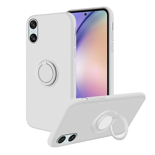Coque Sony Xperia 10 VI antichoc avec anneau béquille coque silicone liquide blanc anti-rayures