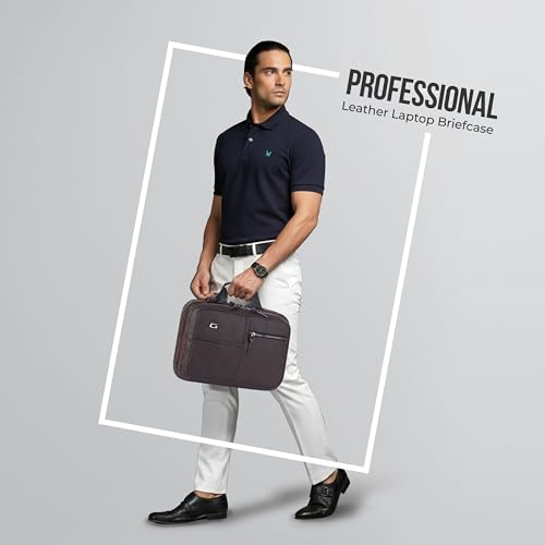 Image of Gear Professional 16L /12 inch Small Faux Leather Water Resistant Laptop Briefcase /Office Bag /Laptop Messenger Bag for Men /Women(Brown-Black)