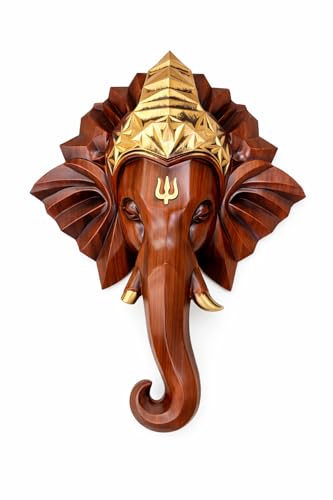 Image of REMANENCE Spiritual Ganesha Wall Sculpture - Perfect Wall Decor for Living Room, Entrance & Temple (Dark Brown)