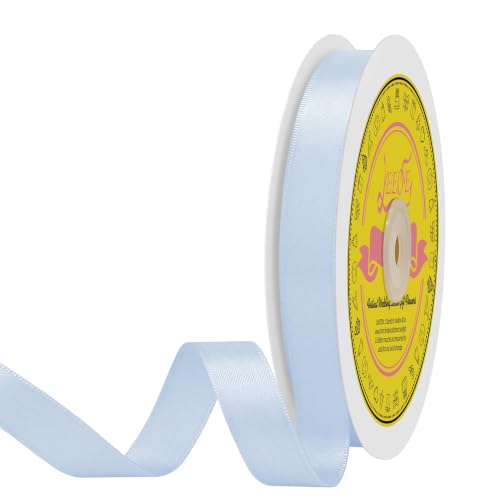 Image of Double Face Blue Bell Satin Ribbon 5 /8 Inch x 50 Yards Polyester Ribbon for Gift Wrapping Easter Weddings Party Decorations Hair Bows Invitations